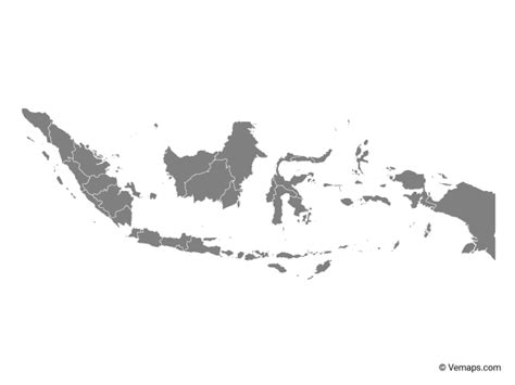 Grey Map of Indonesia with Provinces | Free Vector Maps | Map vector ...