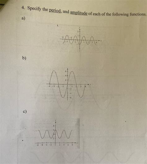 Solved 4. Specify the period, and amplitude of each of the | Chegg.com