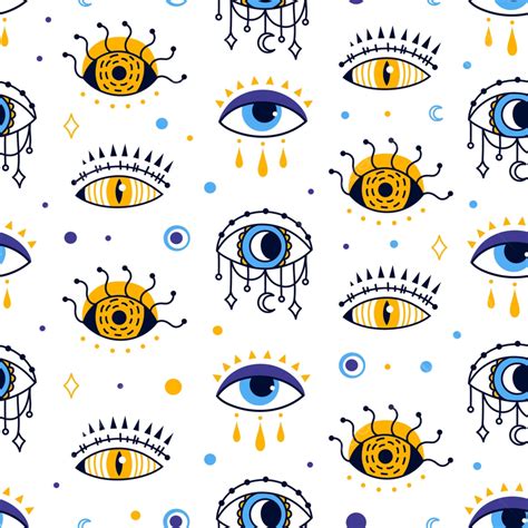 Mystic Evil Eye Seamless Pattern Background, Occult, Souvenir, Abstract ...