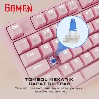 Jual GAMEN Titan Keyboard Mechanical Pluggable Switch Blue Gaming Keyboard Mekanikal Pink ...