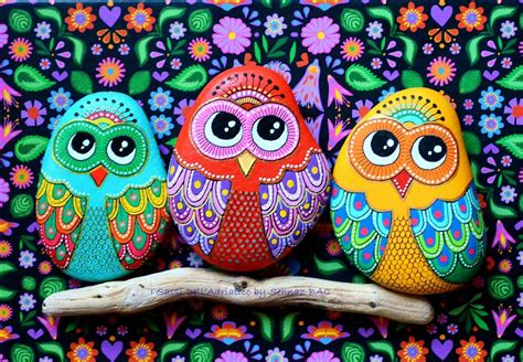 Amazing colorful owls💖💛💜 (isassidelladriatico.etsy.com) | Geschilderde uilen, Geschilderde ...