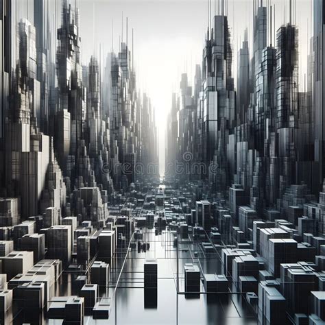 Cyber City Concept Art Architecture, Illustration 3D. Stock ...