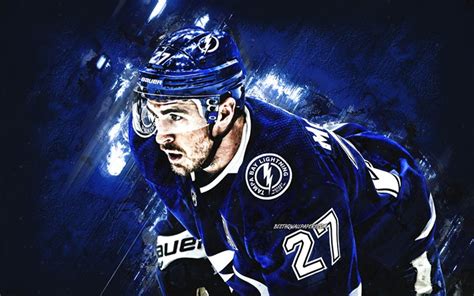 Download wallpapers Ryan McDonagh, Tampa Bay Lightning, NHL, blue stone ...