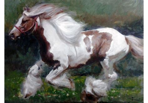 Pinto Horse Painting Original Art Wild Running Horse Large - Etsy