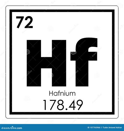 Hafnium As Element 72 Of The Periodic Table 3D Illustration On Silver ...