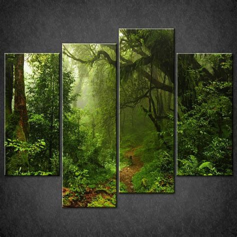 PATH IN FOREST SPLIT CANVAS WALL ART PICTURES PRINTS LARGER SIZES AVAILABLE - Canvas Print Art