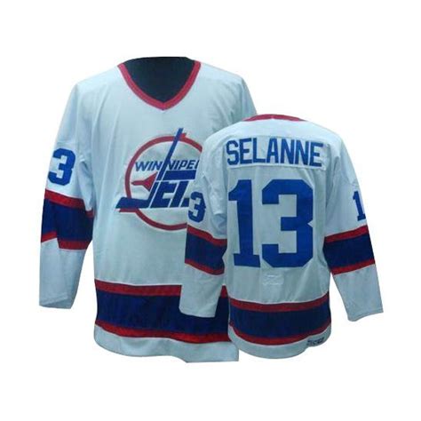 Teemu Selanne Winnipeg Jets CCM Premier White Throwback Jersey On Sale