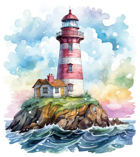 Watercolor Lighthouse Storm Stock Illustrations – 187 Watercolor ...