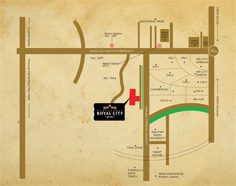 Purvanchal Royal City Phase 2 Location Map | Chi V, Greater Noida