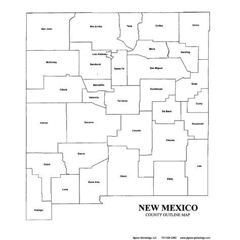 New Mexico County Map – Jigsaw-Genealogy