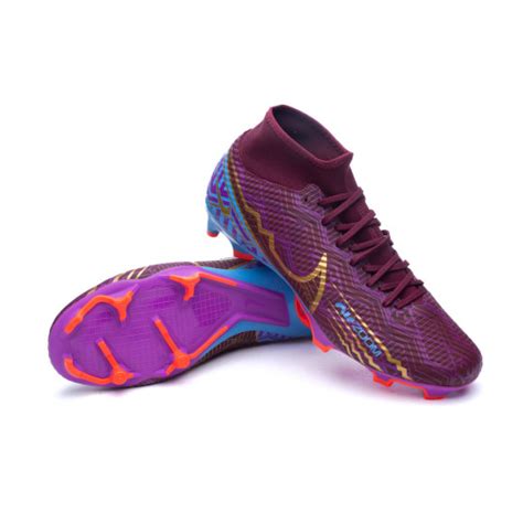 Chuteira Nike Air Zoom Mercurial Superfly 9 Academy Mbappé FG/MG Dark Beetroot-Metallic Vivid ...