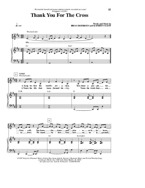 Thank You For The Cross Sheet Music PDF (Kathryn Scott) - PraiseCharts