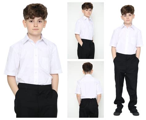 Plus Fit Short Sleeve Boys White School Uniform Polycotton Shirt Sizes ...