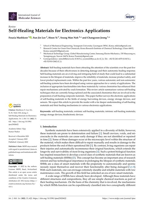 (PDF) Self-Healing Materials for Electronics Applications