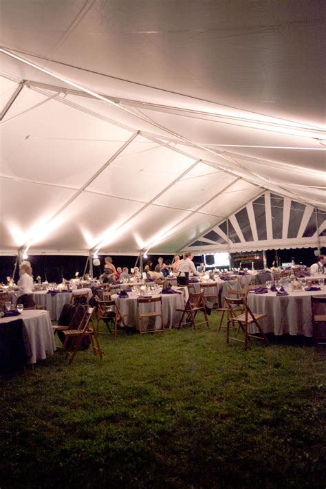 Here’s a unique style of tent lighting that completely illuminates the space while still ...