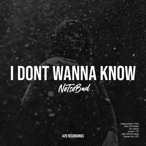 I Don't Wanna Know - song and lyrics by NOTSOBAD | Spotify