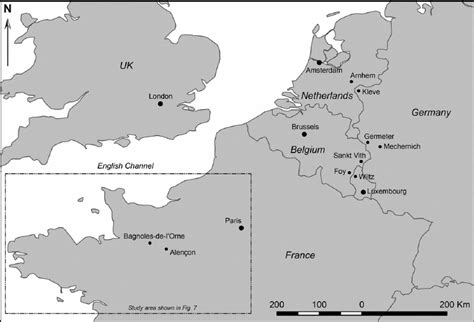 Map of north-west Europe showing study areas and sites mentioned in the ...