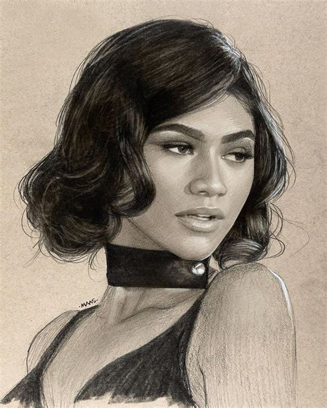 Justin Maas on Instagram: “Here's my new drawing of @zendaya Last week I posted a preliminary ...