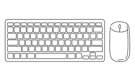 Premium Vector | Line art of computer keyboard and mouse vector ...