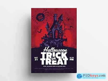 Halloween Illustrative Flyer Layout with Haunted House 295362381 » Free Download Photoshop ...