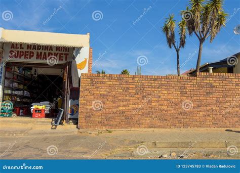 Spaza shop front view editorial stock photo. Image of goods - 123745783