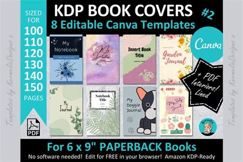 Canva 6x9" KDP PAPERBACK BOOK COVER Template BUNDLE Set#1