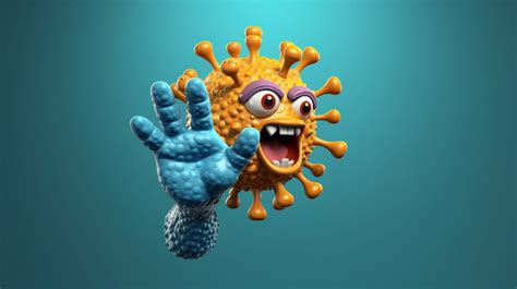 3d Render Cartoon Hand Depicts The Virus Background, Disease, Microbes, Infection Background ...