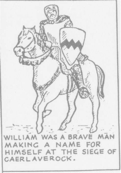 A modern drawing of Sir William Vavasour (d. 1313) as an armored knight on horseback, as he ...