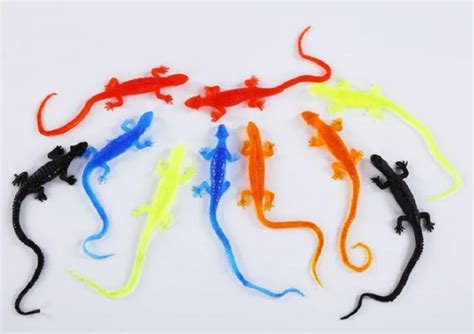 10PCS/Lot TPR soft Sticky lizard gecko squishy squeeze toys colorful ...