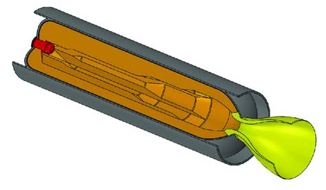 Scheme of a typical solid rocket motor: propellant grain (orange),... | Download Scientific Diagram