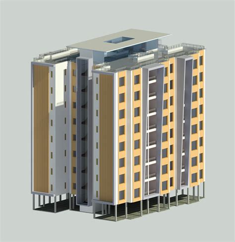 Apartment Building 8th floors 3D Model $5 - .rvt - Free3D