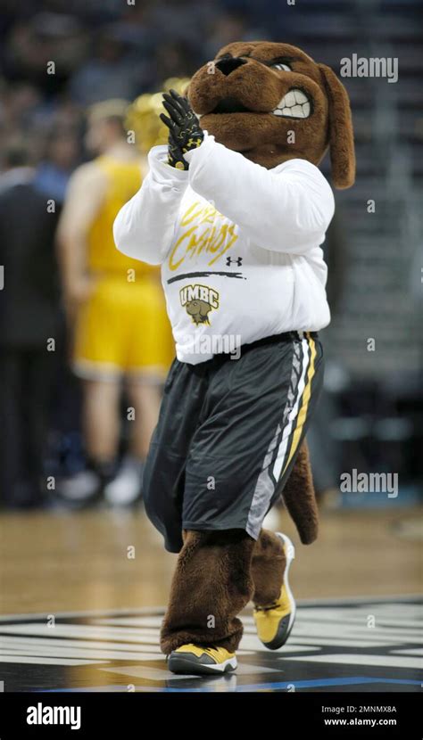 The UMBC mascot performs during the first half of a second-round game against Kansas State in ...