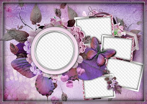 Family frame collage, Purple Happiness, PNG, PSD