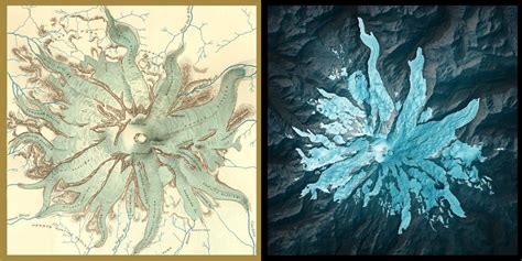 Mount Rainier glaciers mapped-then and now. 1896 USGS map and modern ...