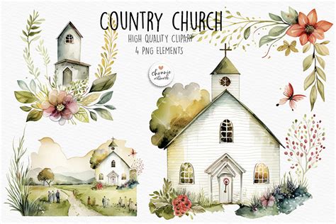 Country Church, Amazing Grace Clipart Graphic by Chonnieartwork ...