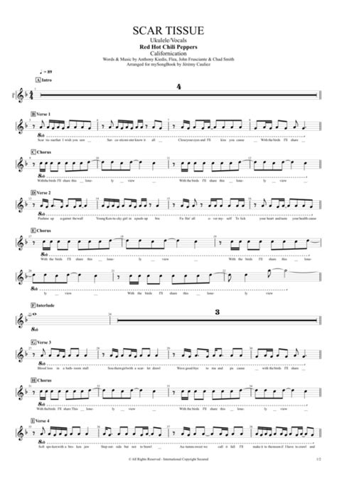 Scar Tissue Tab by Red Hot Chili Peppers (Guitar Pro) - Ukulele ...