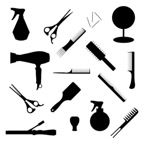 Premium Vector | Hairdressing accessories Professional haircut tools in barbershop hair brush ...