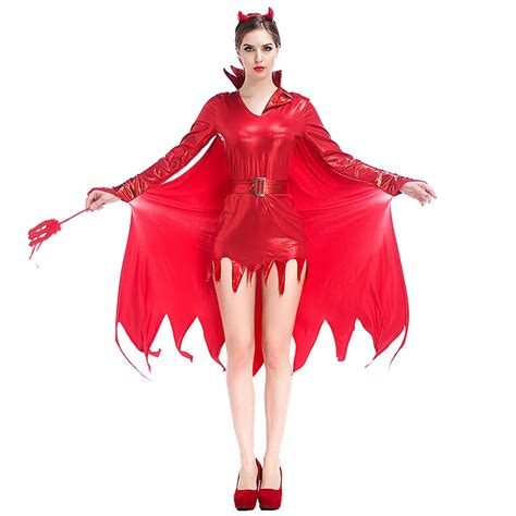 4 piece Set Red PVC Sexy Devil Costume Adult Cosplay Outfit Fancy Dress ...