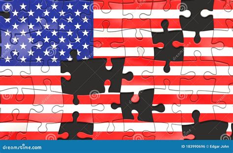 Usa flag in puzzle pieces stock photo. Image of concept - 183990696