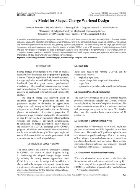 (PDF) A Model for Shaped Charge Warhead Design