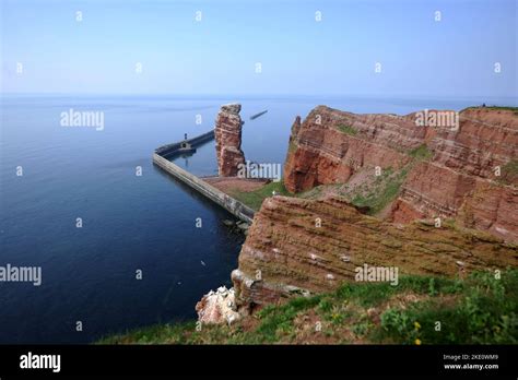 Idyllic view of rock formation Lange Anna by seascape. Scenic Helgoland ...