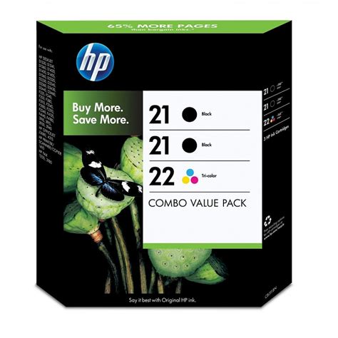 HP 21 Black(2)/22 Tri-color(1) 3-pack Original Ink Cartridges (CB311BN)