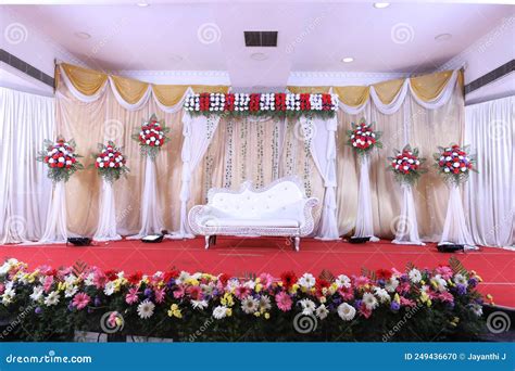 Wedding Stage Decoration with Colorful Flowers Stock Photo - Image of ...