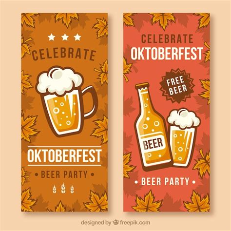 Free Vector | Pack of banners for oktoberfest celebration