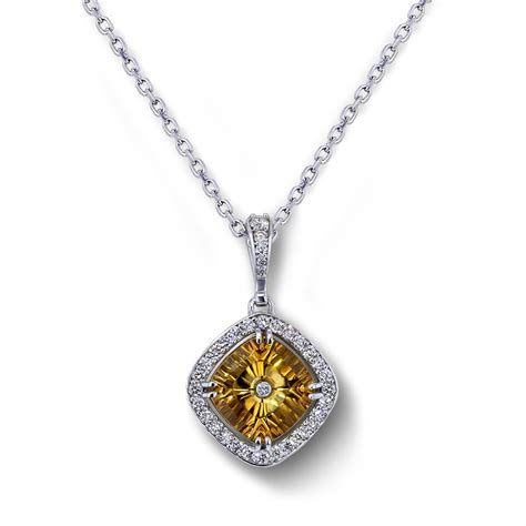 Citrine Halo Necklace | Jewelry Designs