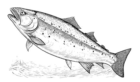 Premium Vector | Fish salmon sketch hand drawn engraved style vector illustration