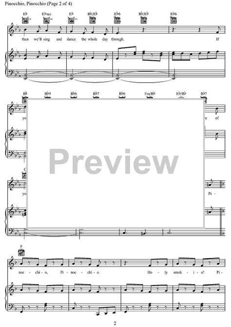 Pinocchio, Pinocchio" Sheet Music for Piano/Vocal/Chords - Sheet Music Now