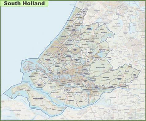 Map of South Holland with cities and towns - Ontheworldmap.com