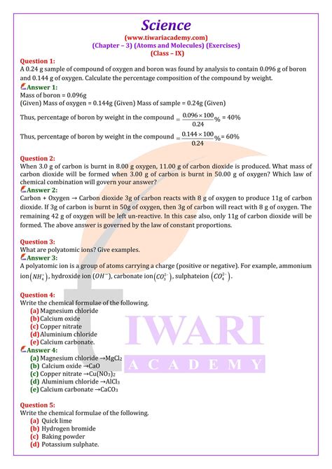 Chapter 03 ATOMS AND MOLECULES || Class 9th Science || Best, 50% OFF