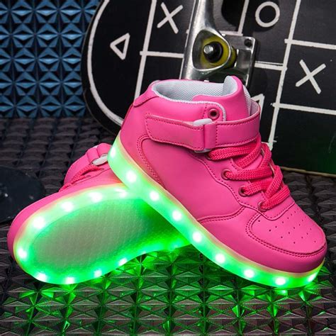 Find More Athletic Shoes Information about FS Pink Kids LED Light Up Children Shoes Boots USB ...